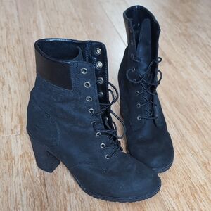 Black Lace-Up Ankle Boots
